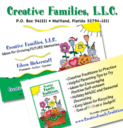 Creative Family Traditions letterhead and 2-sided business card