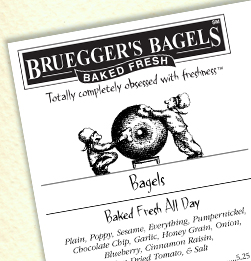 Brugger's Bagels table place menu