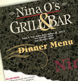 Nina O's Dinner Menu