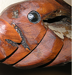Carving drift wood to resemble other nature elements.